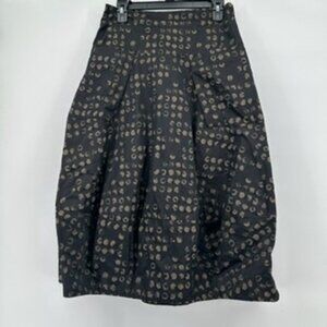 SUN KIM Womens Skirt Polka Dot Black Beige Balloon Style Size S Made in USA
